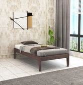 Minimal Solid Sheesham Wood Single Bed Without Storage (Walnut Finish)